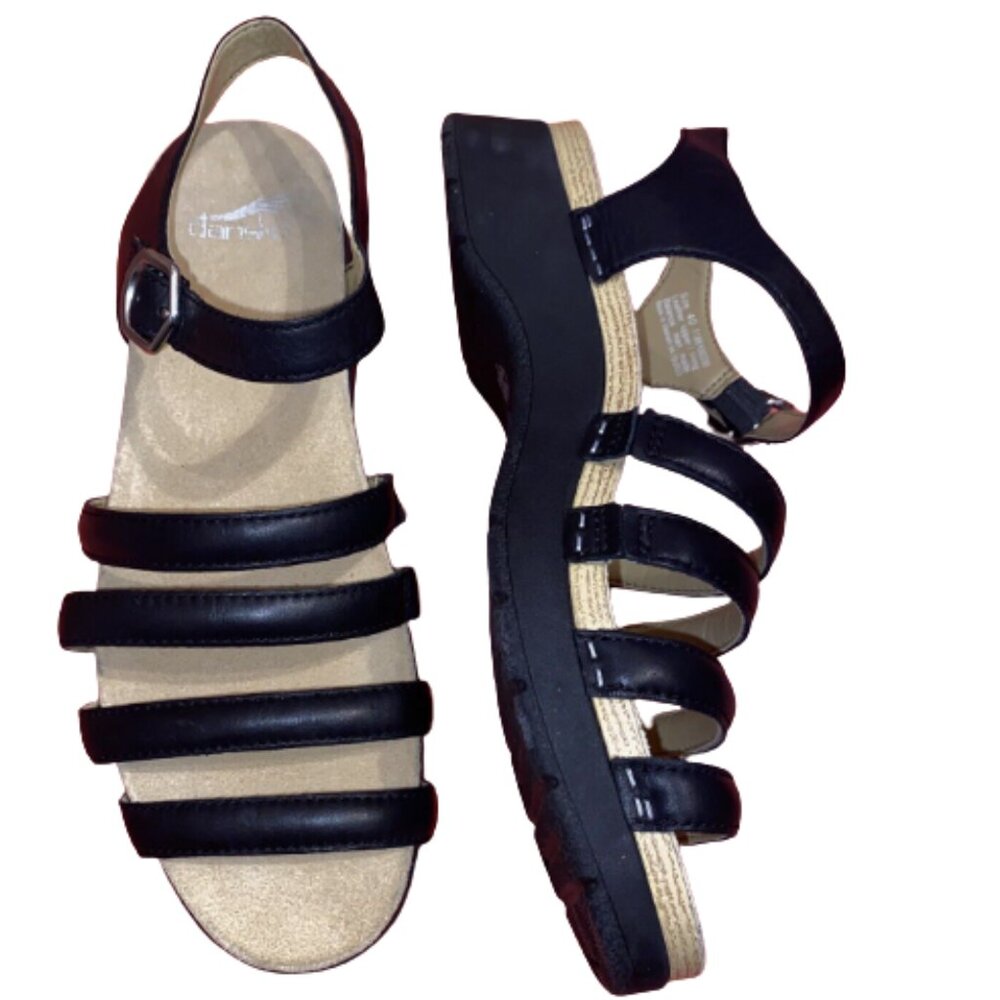 Dansko Roxie Napa Strappy Sandals Black Leather Size 40 Ladies US 9.5-10